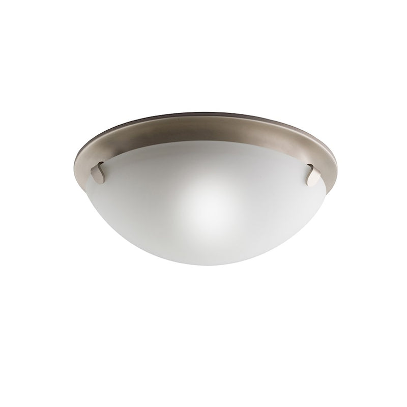 Kichler Flush Mount 2Lt, Brsh Nickel, Satin Etch W/White Paint Inside