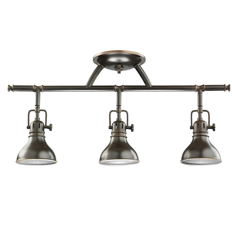 Kichler Hatteras Bay 23in 3-Light Rail Light | Contemporary Olde Bronze | Covered Patio & Damp Location | 23 x 6 x 11 in | Model 7050OZ