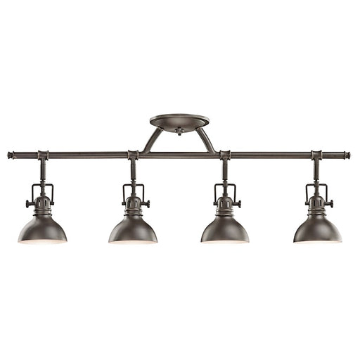 Kichler Hatteras Bay 31in 4-Light Flush Mount | Contemporary Olde Bronze Steel | Covered Patio & Bathroom | 31 x 11 in | Model 7704OZ