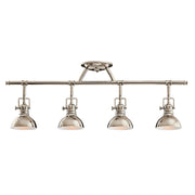 Kichler Hatteras Bay 31in 4-Light Rail Light | Contemporary Polished Nickel | Kitchen Island & Dining Room | 31.25 x 5.5 x 11.25 in | Model 7704PN