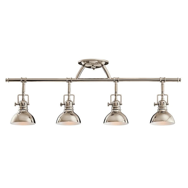 Kichler Hatteras Bay 31in 4-Light Rail Light | Contemporary Polished Nickel | Kitchen Island & Dining Room | 31.25 x 5.5 x 11.25 in | Model 7704PN