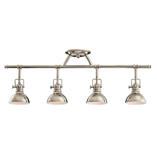 Kichler Hatteras Bay 31in 4-Light Rail Light | Contemporary Polished Nickel | Kitchen Island & Dining Room | 31.25 x 5.5 x 11.25 in | Model 7704PN