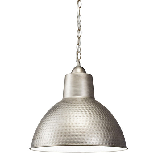 Kichler Missoula 13.5in 1-Light Pendant | Transitional Antique Pewter Metal with White Interior | Kitchen Island & Dining Room | Model 78200AP