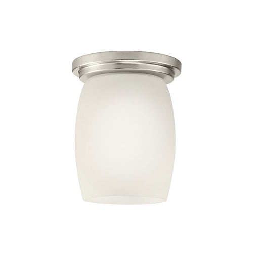 Kichler Eileen 5in 1-Light Flush Mount | Brushed Nickel and White Etched Glass | Hallway & Bathroom | 5 x 6 in | Model 8043NIL18