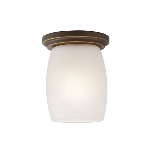 Kichler Eileen 5in 1-Light LED Flush Mount | Contemporary Olde Bronze and Satin Etched Opal Glass | Hallway & Bedroom | 5 x 6.25 in | Model 8043OZSL18