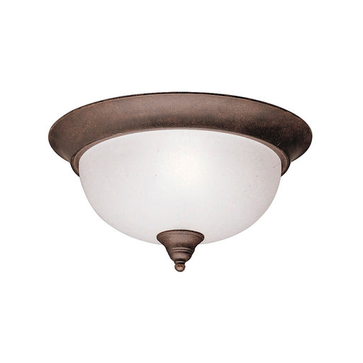 Kichler Dover 2-Light Flush Mount | Transitional Tannery Bronze and Etched Seeded Glass | Hallway & Bedroom | 13.25 x 6.25 in | Model 8064TZ