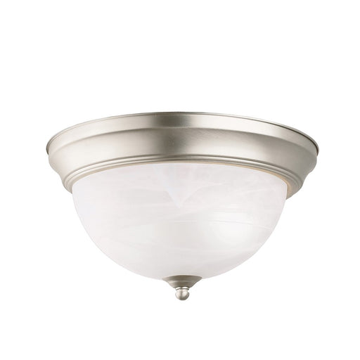 Kichler 11.25in 2-Light Flush Mount | Transitional Brushed Nickel and Alabaster Swirl Glass | Hallway & Bedroom Ceiling Light | Model 8108NI