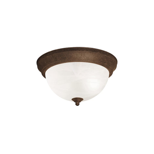 Kichler 11in 2-Light Flush Mount | Transitional Tannery Bronze and Alabaster Swirl Glass | Hallway & Kitchen | 11 x 6 in | Model 8108TZ