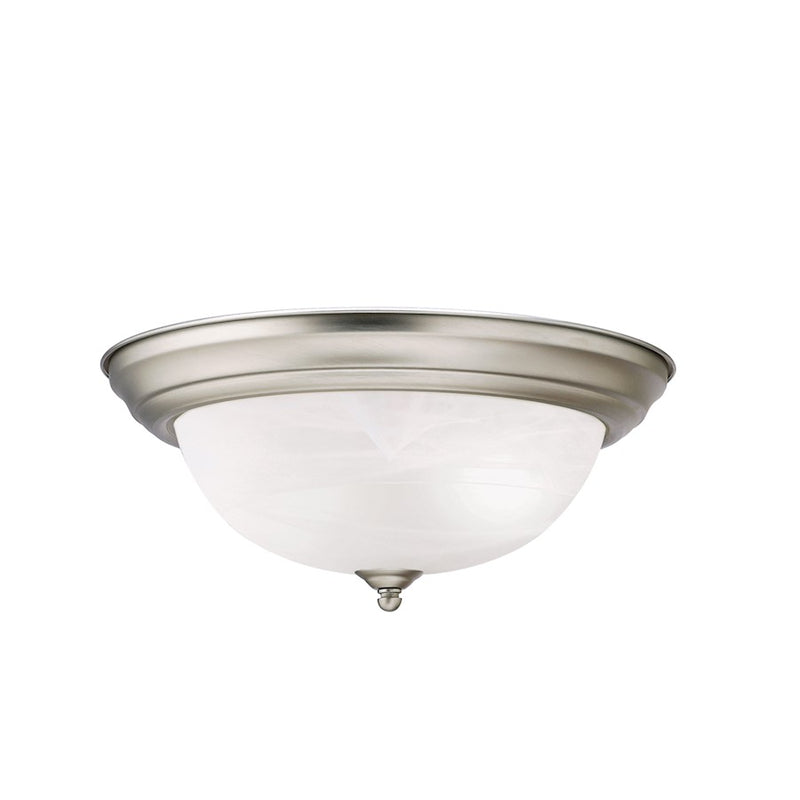 Kichler Flush Mount 2Lt 13.25x6", Brushed Nickel, Alabaster Swirl