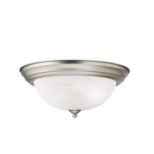 Kichler Flush Mount 2Lt 13.25x6", Brushed Nickel, Alabaster Swirl