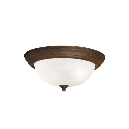 Kichler 2-Light Flush Mount Ceiling Fixture | Transitional Tannery Bronze and Alabaster Swirl Glass | Hallway & Bedroom | 13.25in Dia | Model 8109TZ