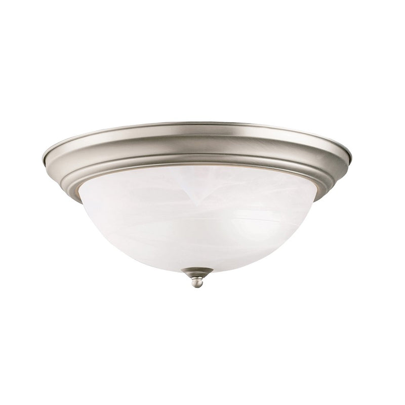 Kichler Flush Mount 3Lt, Brushed Nickel, Alabaster Swirl