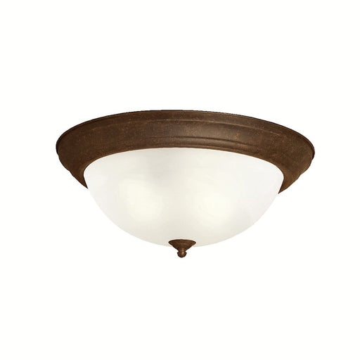 Kichler Flush Mount 3Lt, Tannery Bronze, Alabaster Swirl