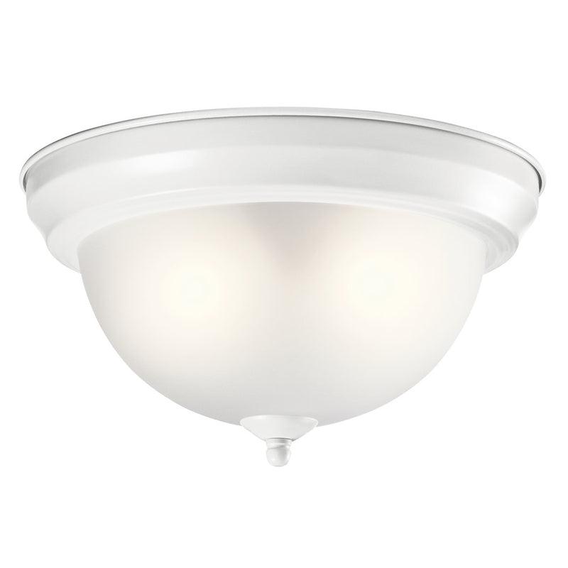 Kichler 2-Light Flush Mount | Transitional White Metal | Hallway & Bedroom Ceiling Light | 11.25 x 11.25 x 6.25 in | Model 8111WH