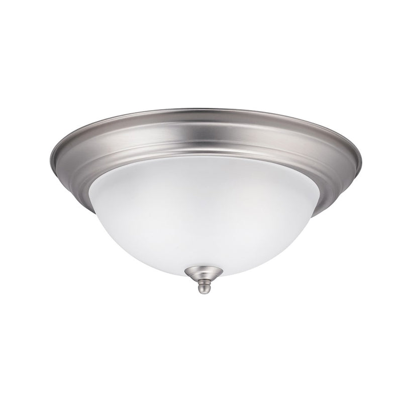Kichler Flush Mount 2-Light Ceiling Light | Brushed Nickel Steel and Satin Etched Glass | Hallway & Bedroom Ambient | 13.25in Wide Dry | Model 8112NI