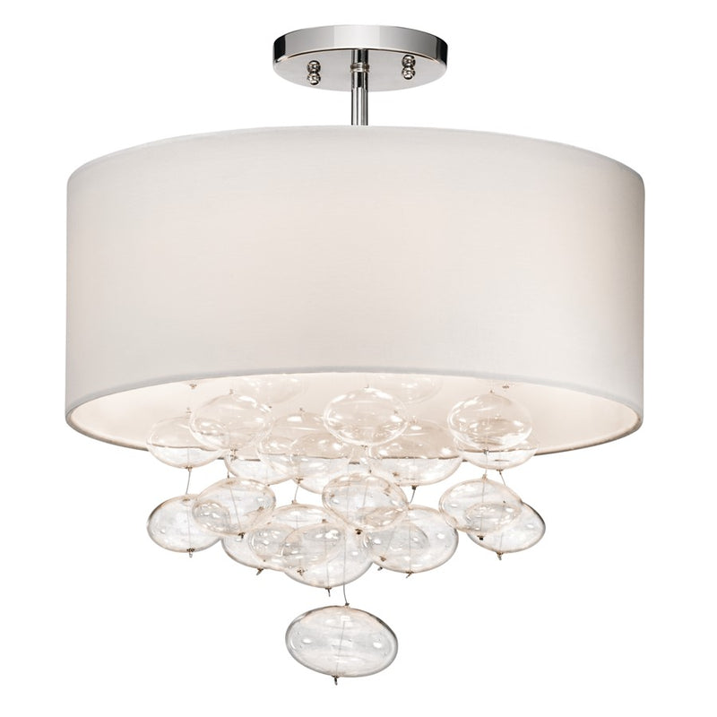 Kichler Piatt 3 Light 16" Semi Flush Mount, Chrome/Clear - 83239