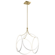 Kichler Ciri 24in 1-Light LED Pendant | White and Champagne Gold Modern | Kitchen Island & Dining Room | 24 x 35 in | Model 83348WH