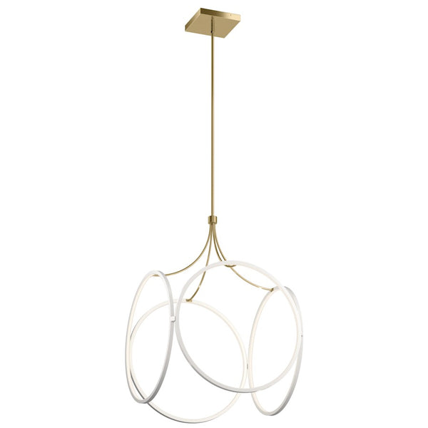 Kichler Ciri 24in 1-Light LED Pendant | White and Champagne Gold Modern | Kitchen Island & Dining Room | 24 x 35 in | Model 83348WH
