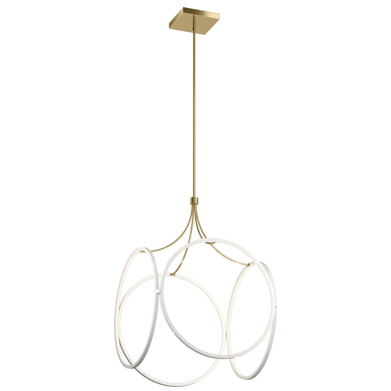 Kichler Ciri 24in 1-Light LED Pendant | White and Champagne Gold Modern | Kitchen Island & Dining Room | 24 x 35 in | Model 83348WH