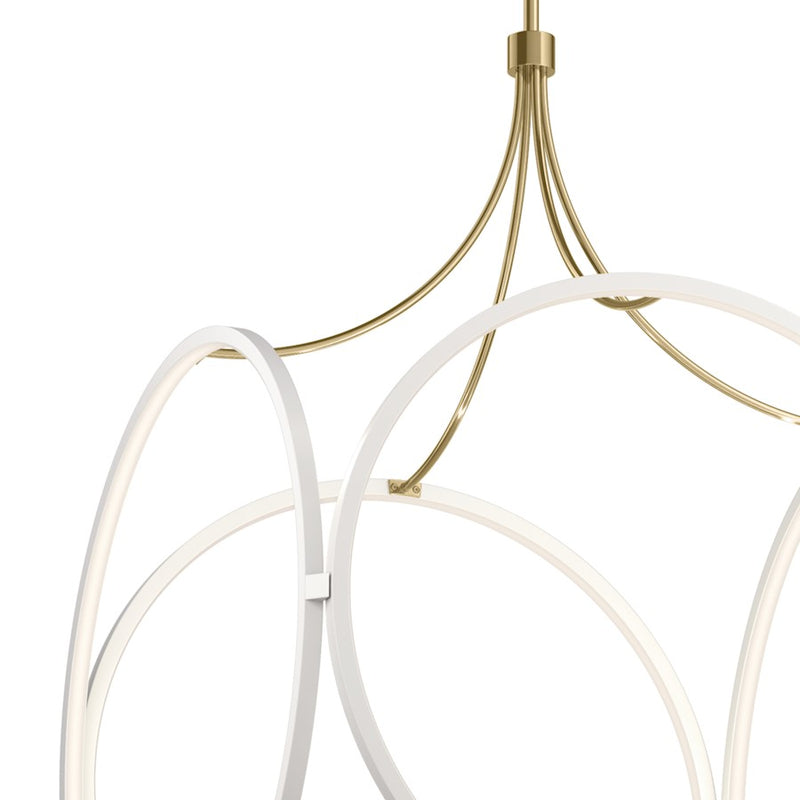 Kichler Ciri 24in 1-Light LED Pendant | White and Champagne Gold Modern | Kitchen Island & Dining Room | 24 x 35 in | Model 83348WH