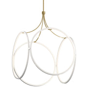 Kichler Ciri 24in 1-Light LED Pendant | White and Champagne Gold Modern | Kitchen Island & Dining Room | 24 x 35 in | Model 83348WH