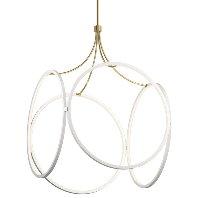 Kichler Ciri 24in 1-Light LED Pendant | White and Champagne Gold Modern | Kitchen Island & Dining Room | 24 x 35 in | Model 83348WH