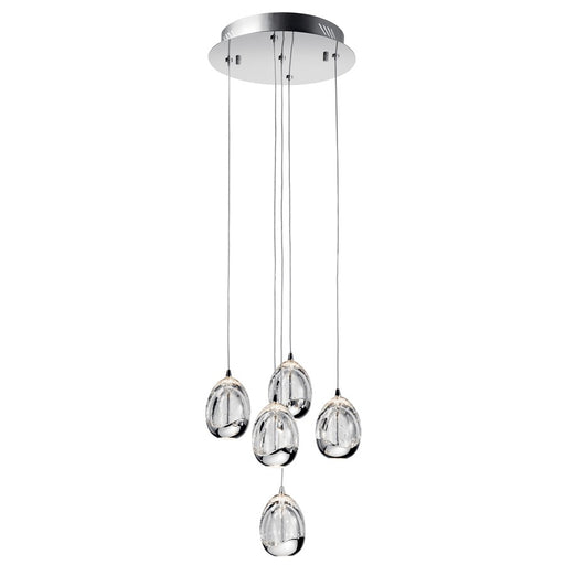 Kichler Lavinia 5Lt LED Cluster Pendant, Chrome/Clear Bubble Crystal - 83380