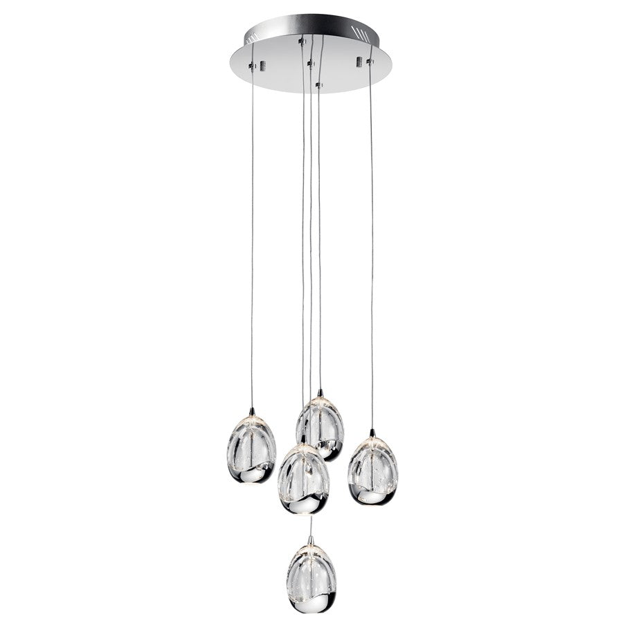 Kichler Lavinia 5Lt LED Cluster Pendant, Chrome/Clear Bubble Crystal - 83380