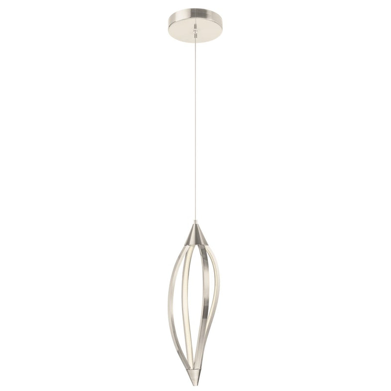 Kichler Meridian 8in 1-Light LED Mini Pendant | Contemporary Brushed Nickel | Kitchen Island | 8 x 8 x 22 in | Model 83392