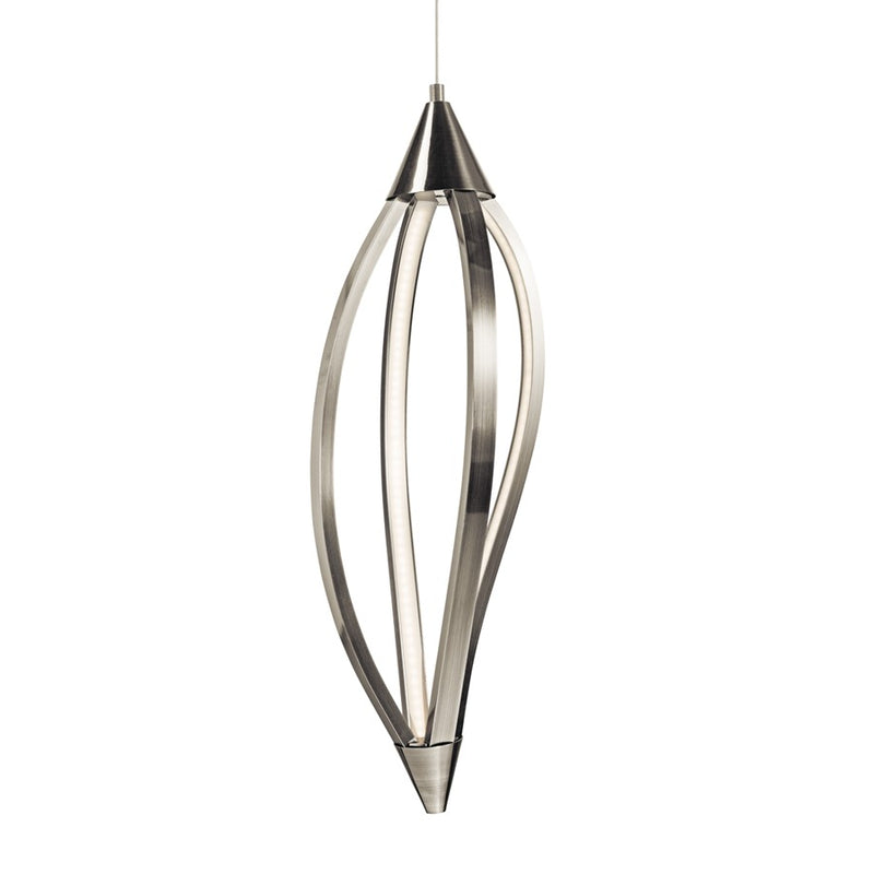 Kichler Meridian 8in 1-Light LED Mini Pendant | Contemporary Brushed Nickel | Kitchen Island | 8 x 8 x 22 in | Model 83392