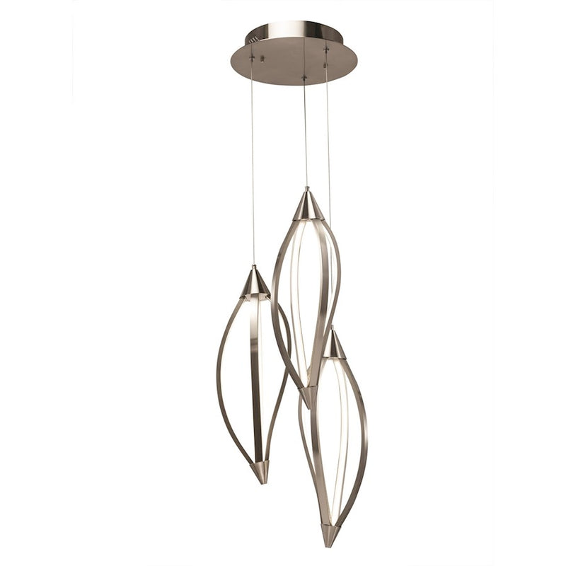 Kichler Meridian 29in 3-Light LED Pendant | Contemporary Brushed Nickel and Etched Acrylic | Kitchen Island & Dining Room | Model 83393