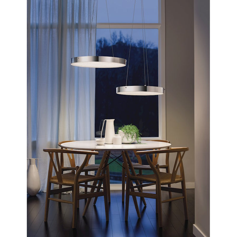 Kichler Crystal Moon 20in 1-Light LED Pendant | Contemporary Chrome and Clear Crystal Glass | Dining Room & Entryway | 1500 Lumens | Model 83592
