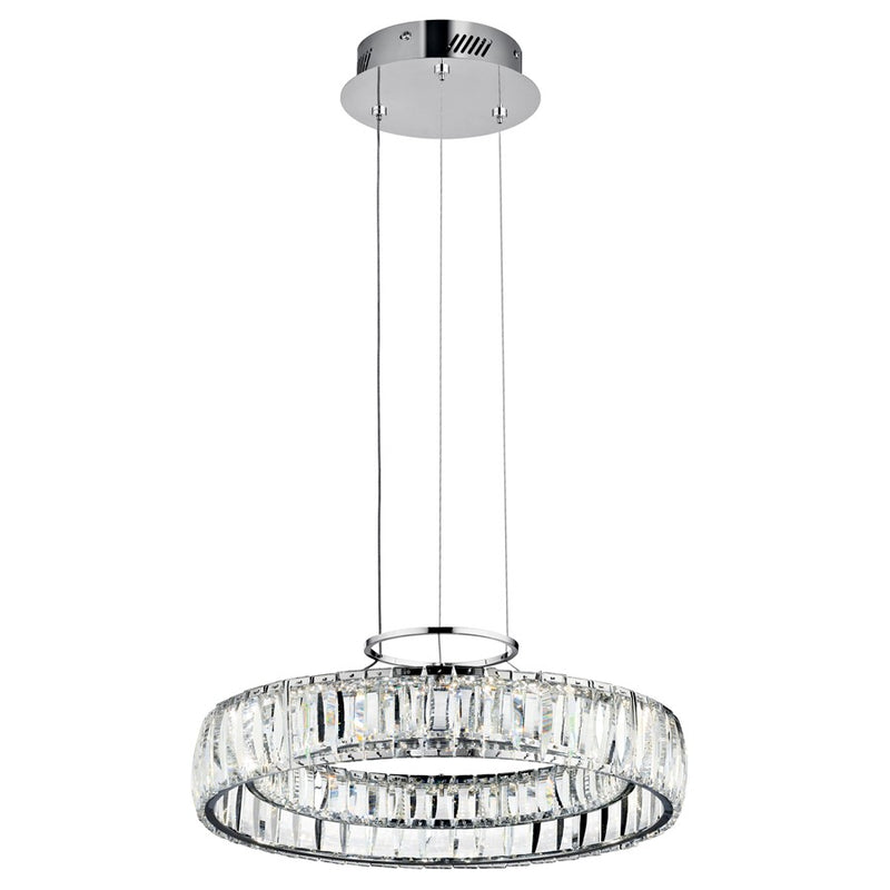 Kichler Annette 26in 1-Light LED Pendant | Contemporary Chrome and Clear Optical Crystal | Foyer & Dining Room | 26in Dia, 3in H | Model 83625