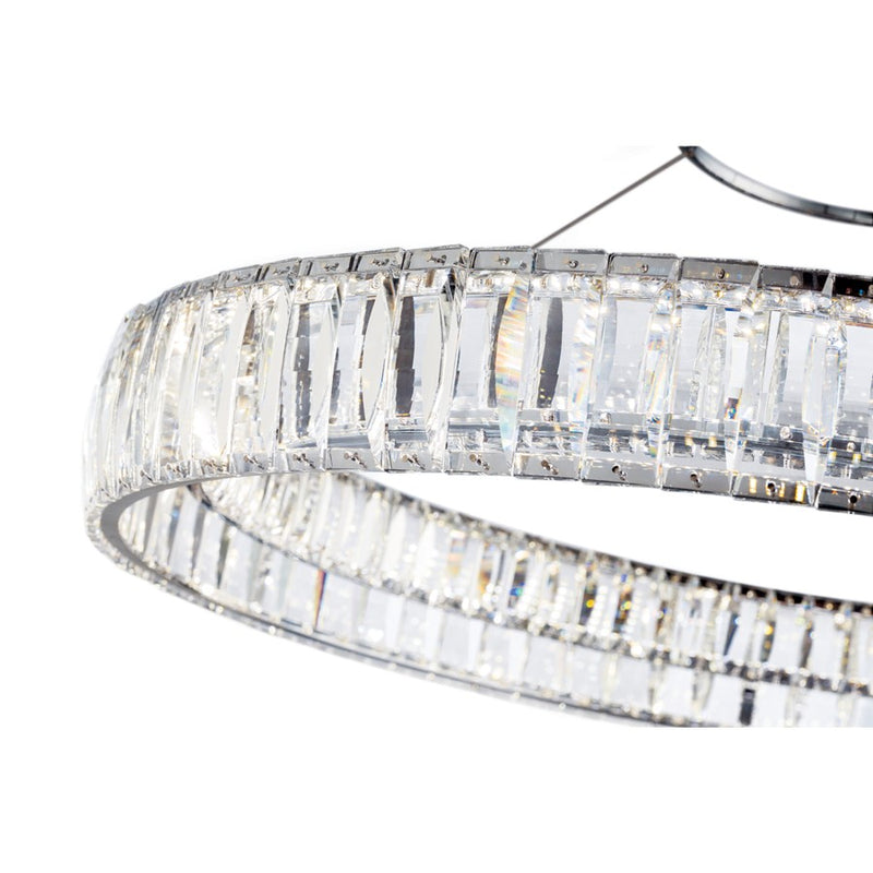 Kichler Annette 26in 1-Light LED Pendant | Contemporary Chrome and Clear Optical Crystal | Foyer & Dining Room | 26in Dia, 3in H | Model 83625
