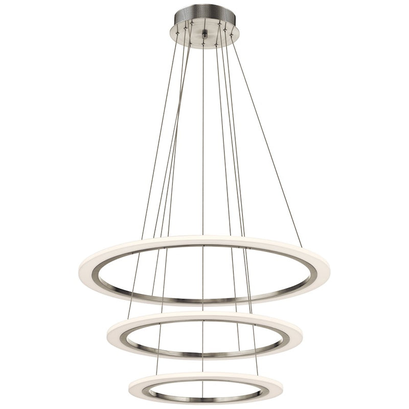 Kichler Hyvo 20in 1-Light Pendant | Brushed Nickel Steel and Etched White Acrylic | Kitchen Island & Dining Room | 20 x 1 in | Model 83671