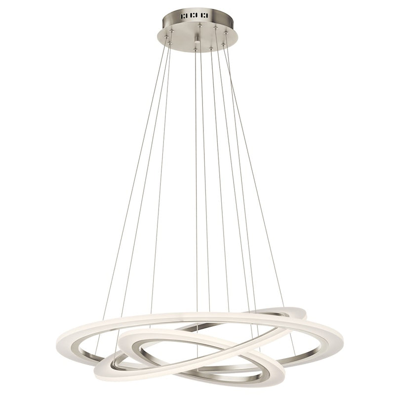 Kichler Hyvo 20in 1-Light Pendant | Brushed Nickel Steel and Etched White Acrylic | Kitchen Island & Dining Room | 20 x 1 in | Model 83671