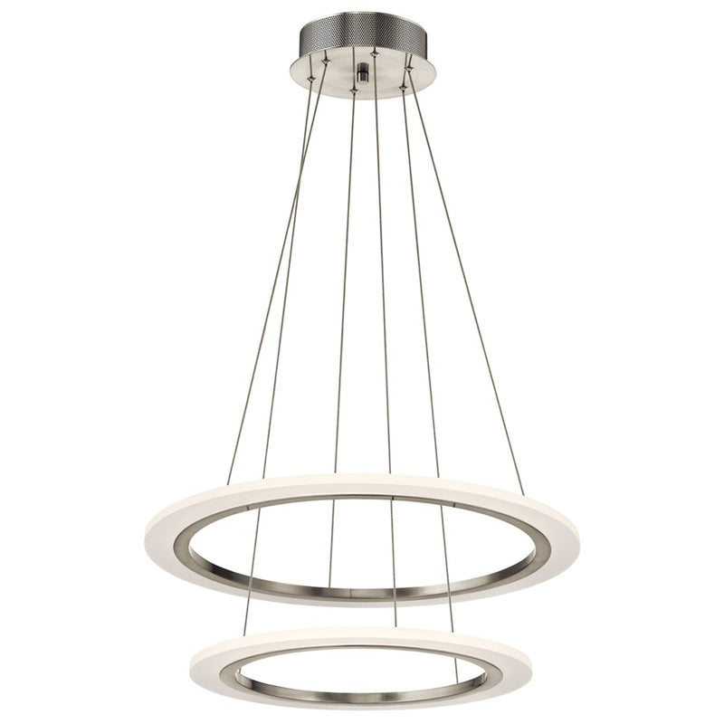 Kichler Hyvo 20in 1-Light Pendant | Brushed Nickel Steel and Etched White Acrylic | Kitchen Island & Dining Room | 20 x 1 in | Model 83671
