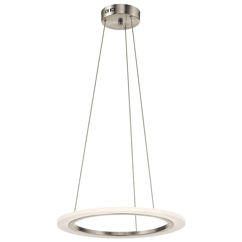 Kichler Hyvo 20in 1-Light Pendant | Brushed Nickel Steel and Etched White Acrylic | Kitchen Island & Dining Room | 20 x 1 in | Model 83671