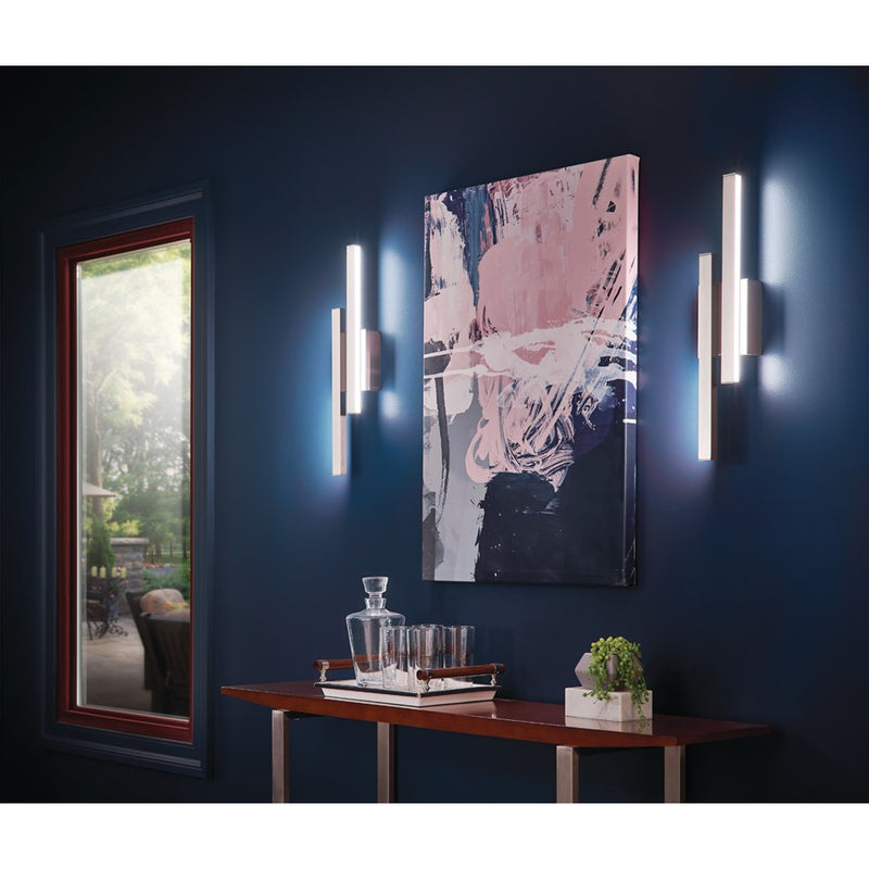 Kichler Idril 22in 2-Light LED Wall Sconce | Contemporary Brushed Nickel | Hallway & Living Room | 4.75 x 2.76 x 22.25 in | Model 83703