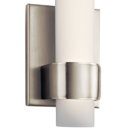 Kichler Izza 1 Light LED Wall Sconce, Nickel/Satin Etched Cased Opal