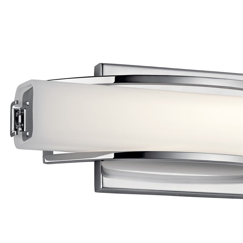Kichler Rowan 1 Light 13" Linear Bath Light, Chrome/Clear Satin Etched