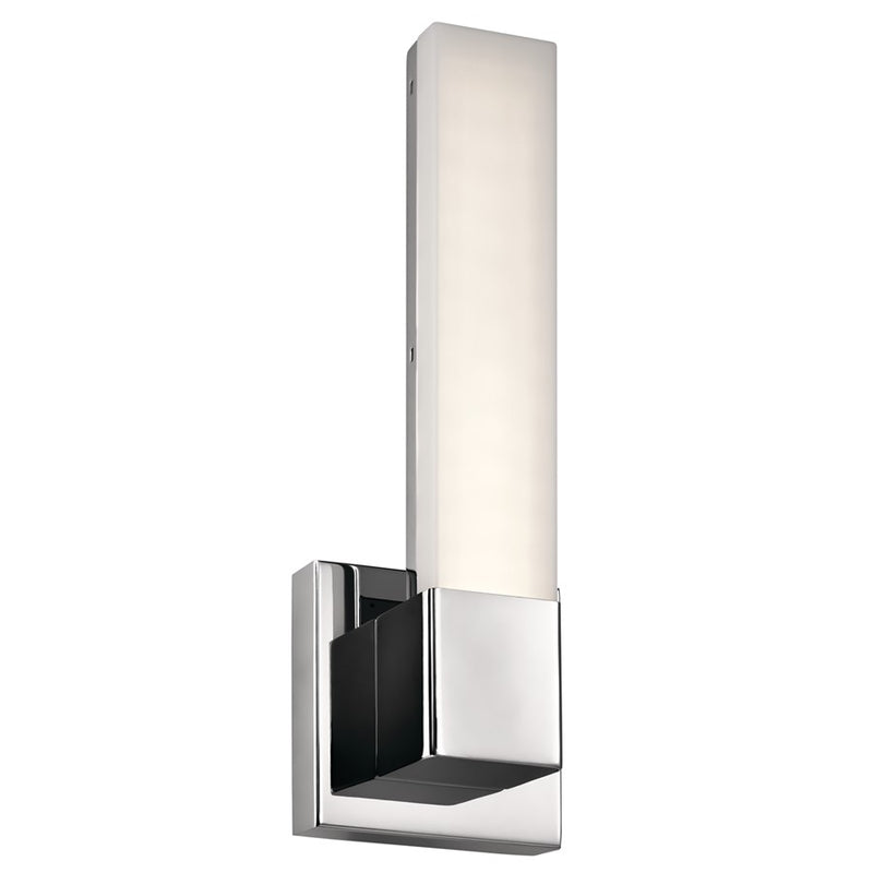 Kichler Neltev 15in 2-Light LED Wall Sconce | Contemporary Satin Nickel and Glass | Bathroom & Hallway Accent | 5 x 14.5 x 3 in | Model 83793