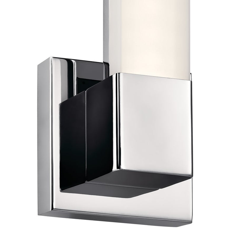 Kichler Neltev 15in 2-Light LED Wall Sconce | Contemporary Satin Nickel and Glass | Bathroom & Hallway Accent | 5 x 14.5 x 3 in | Model 83793