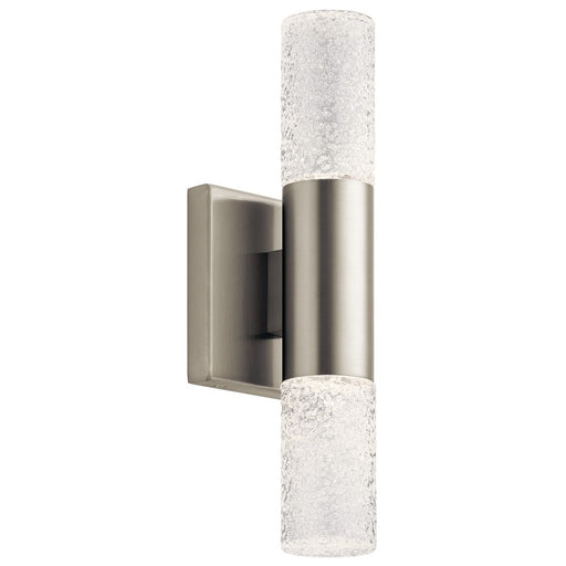 Kichler Glacial 2 Light Wall Sconce, Brushed Nickel/Clear Textured