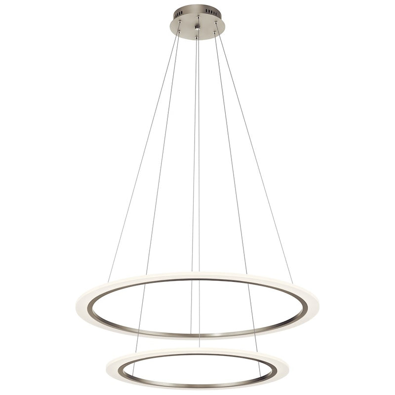 Kichler 2-Light LED Chandelier | Contemporary Brushed Nickel Steel | Dining Room & Living Room | 36 x 1 in | Model 83990