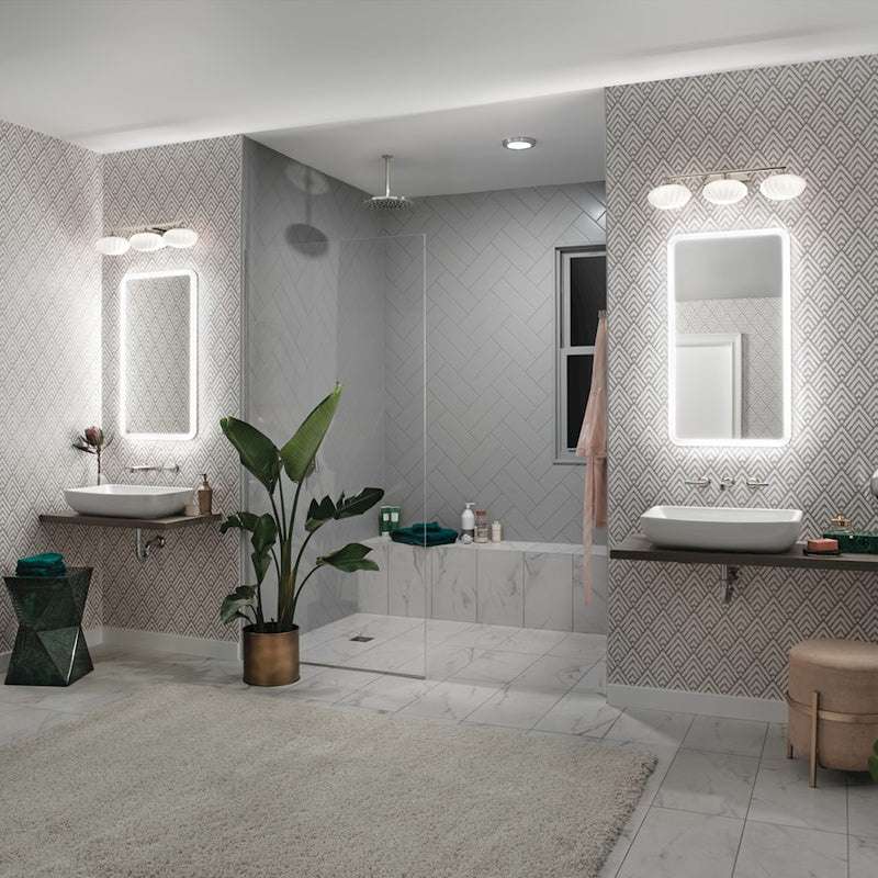 Kichler Signature 39in LED Backlit Mirror | Contemporary Steel Frame | Bathroom & Powder Room | 39 x 25 in, 3000K, Damp Rated | Model 83998