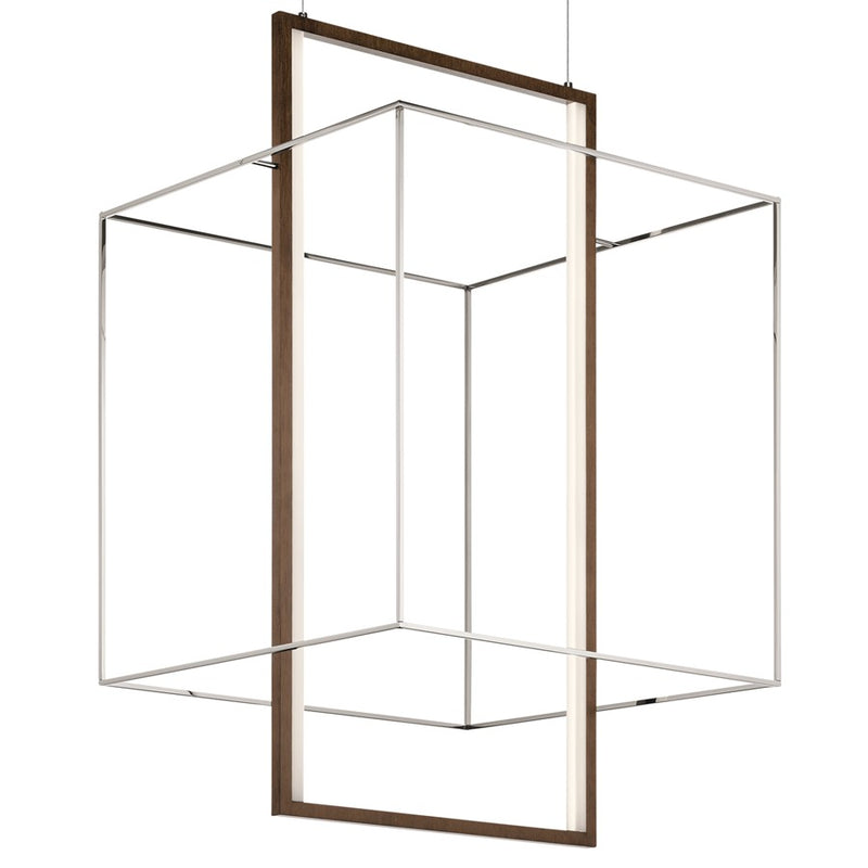 Kichler Viho 26in 2-Light LED Chandelier | Contemporary Polished Nickel and Steel | Foyer & Dining Room | 26 x 26 x 42 in | Model 84044