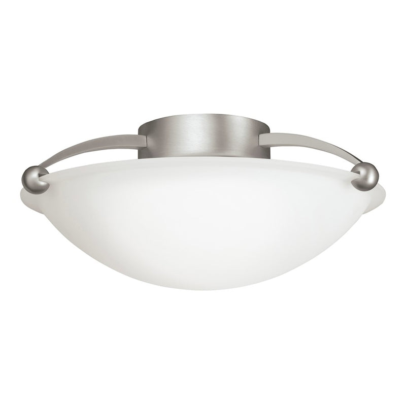 Kichler Swiss Passport 15in 2-Light Semi-Flush Mount | Modern Brushed Nickel and Etched White Glass | Bedroom & Hallway | 15 x 6 in | Model 8405NI
