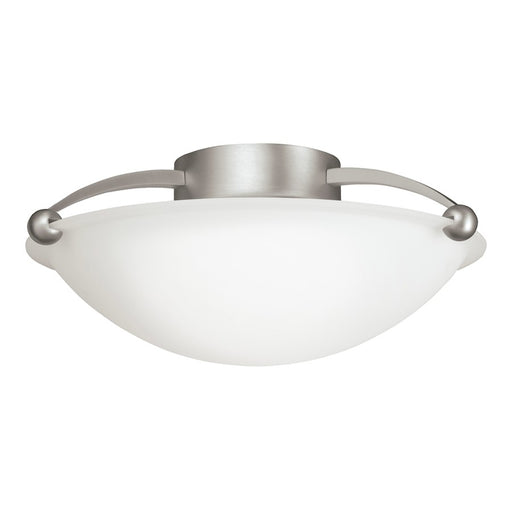 Kichler Swiss Passport 15in 2-Light Semi-Flush Mount | Modern Brushed Nickel and Etched White Glass | Bedroom & Hallway | 15 x 6 in | Model 8405NI