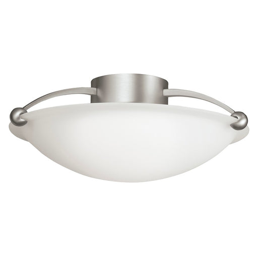 Kichler Swiss Passport 17in 3-Light Semi-Flush Mount | Contemporary Brushed Nickel and Etched White Glass | Bedroom & Hallway | Model 8406NI